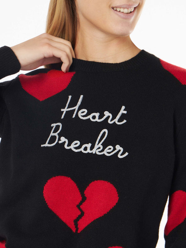 Maglia da donna girocollo con ricamo Heart Breaker