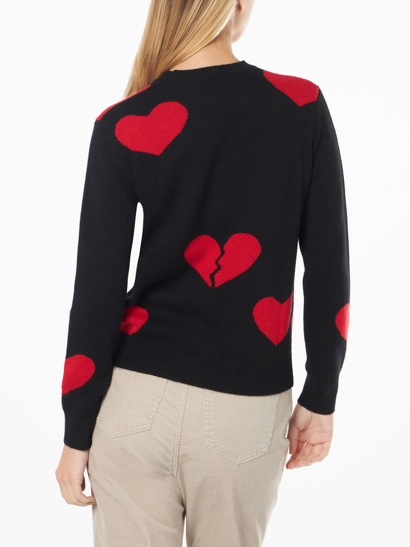 Maglia da donna girocollo con ricamo Heart Breaker