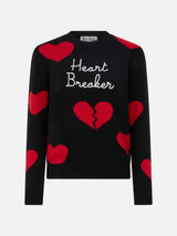 Maglia da donna girocollo con ricamo Heart Breaker