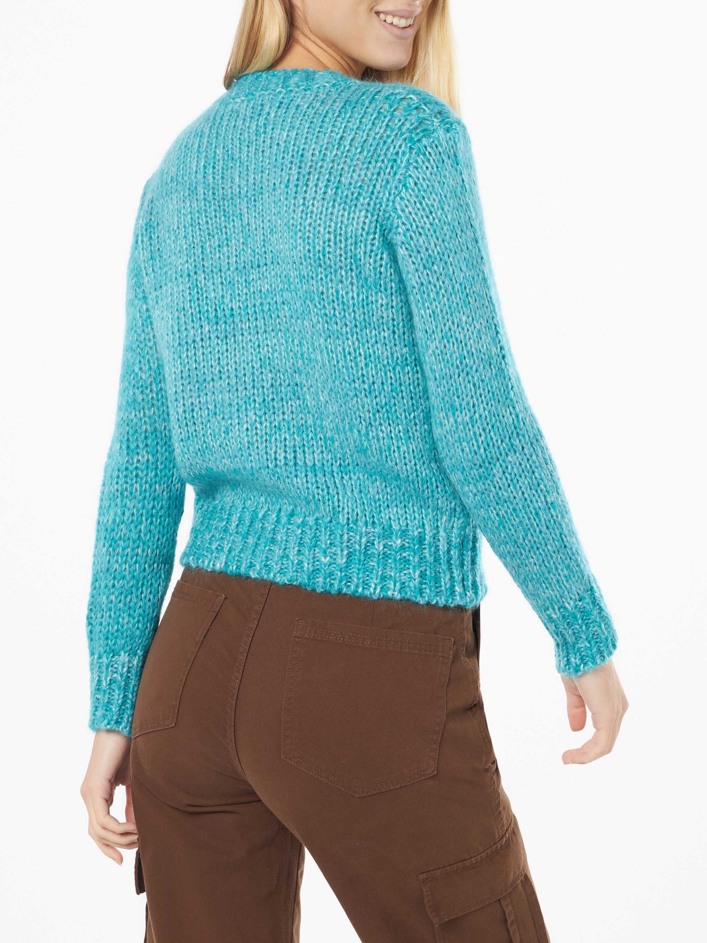Maglione da donna girocollo morbido crop con ricamo Sundays are for Coccole