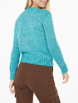 Woman crewneck soft crop sweater with Sundays are for Coccole embroidery