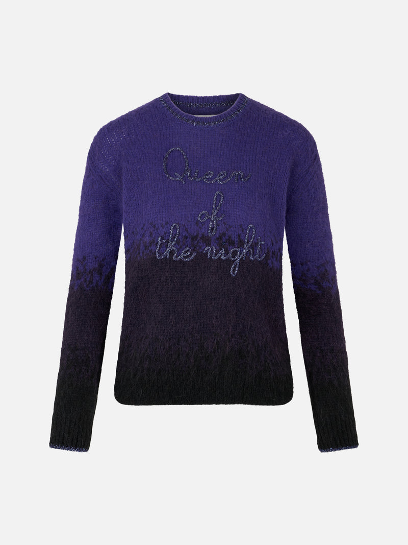 Maglia morbida da donna girocollo con ricamo Queen of the Night