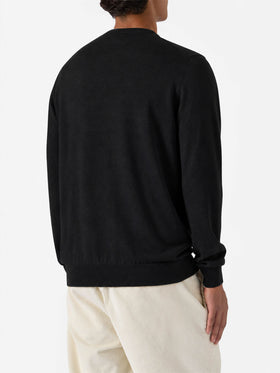 Suéter Regent de cuello redondo en 100% MERINO WOOL negra 