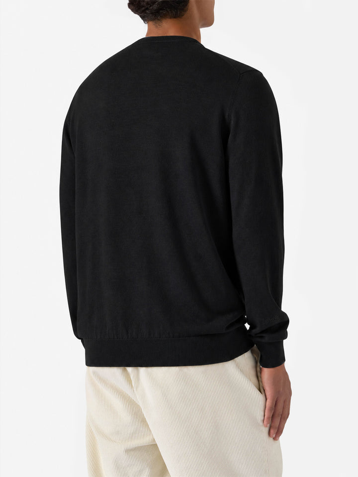 Black Regent Light merino wool crewneck sweater