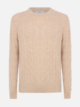 Maglione girocollo in misto cashmere beige da uomo Regent