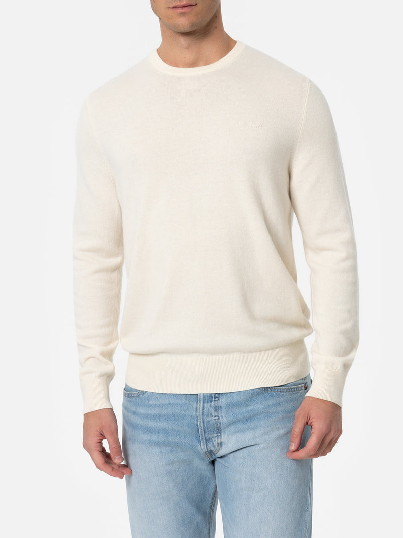 Man white crewneck cashmere blend sweater Regent