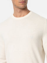 Man white crewneck cashmere blend sweater Regent