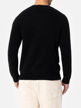 Man black crewneck stretch sweater Regent