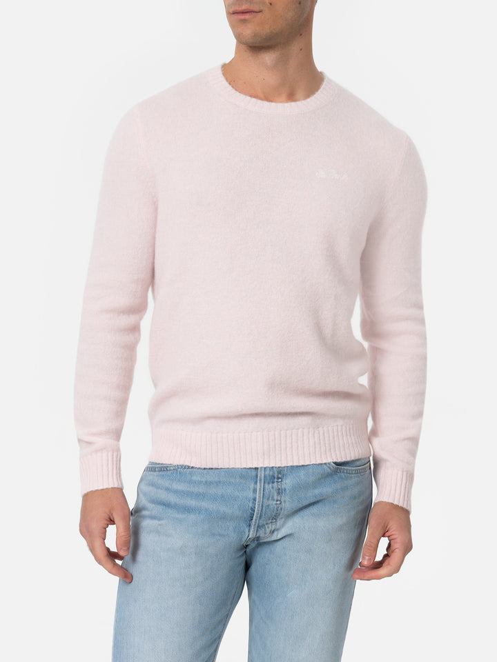 Man pink crewneck stretch sweater Regent - MC2 Saint Barth