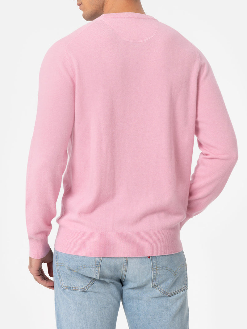 Man pink cashmere blend crewneck sweater Regent