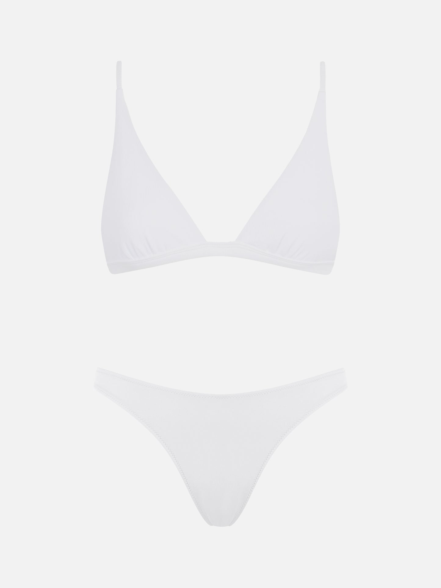 Woman white triangle bikini