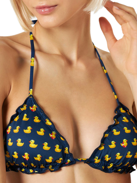Top bikini Sagittarius triangolo con stampa paperelle