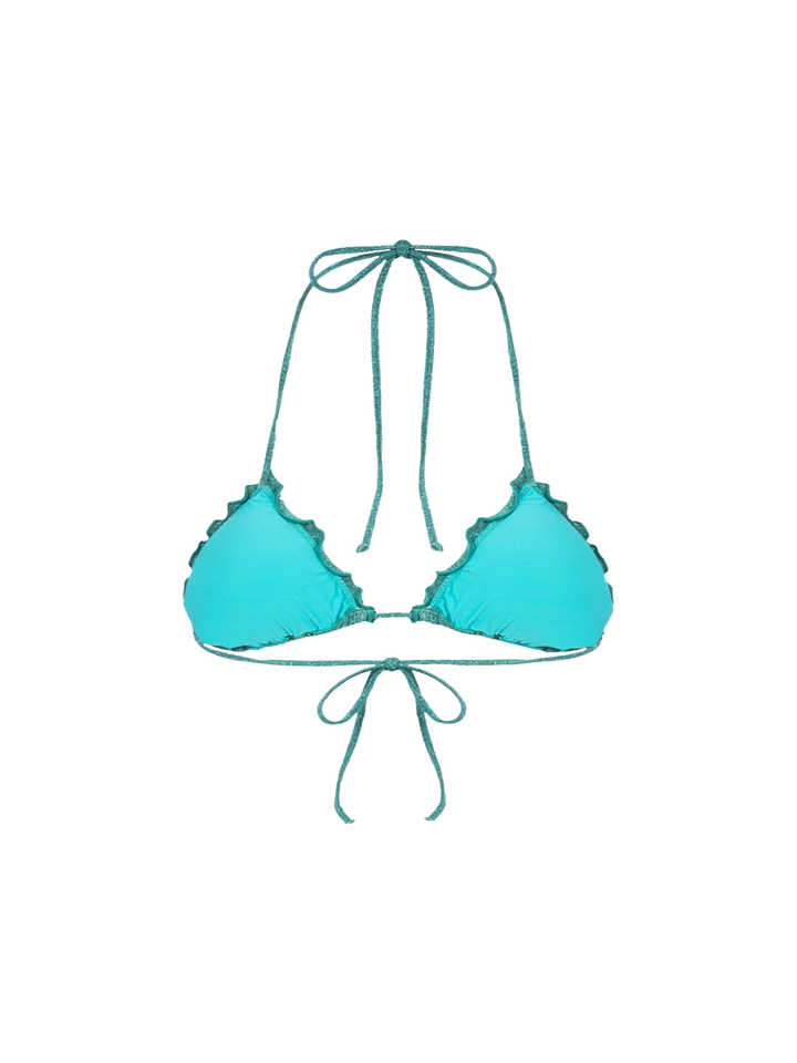 Top mare classico da donna a triangolo in lurex verde acqua Sagittario