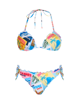 Woman postcard print triangle classic bikini Sarius