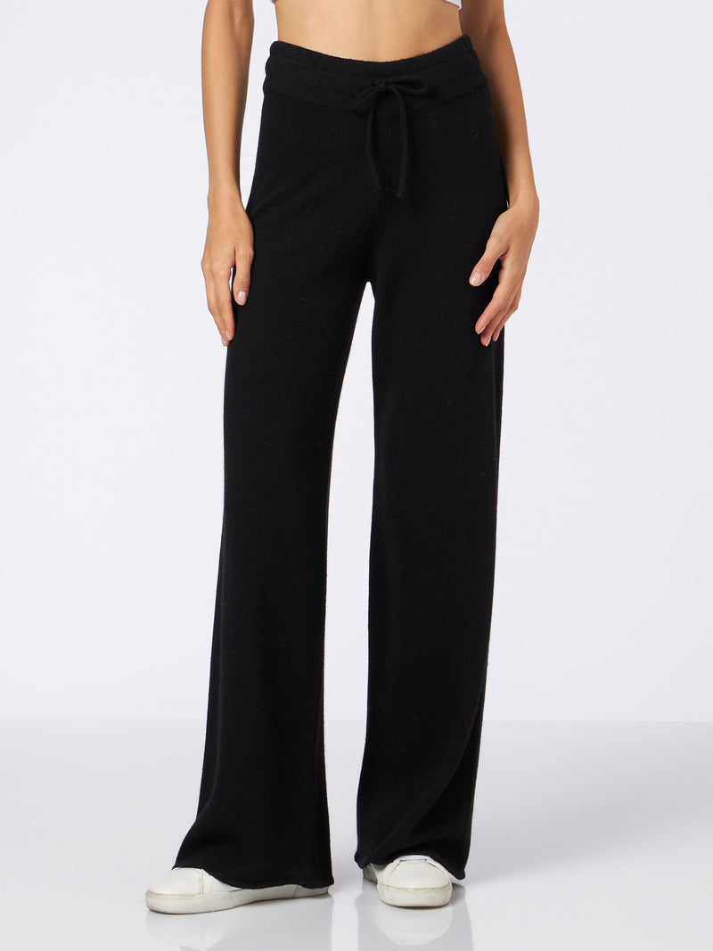 Knitted black palazzo pants