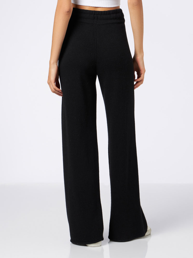 Knitted black palazzo pants