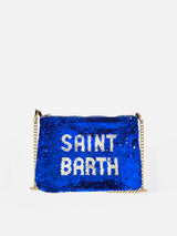 Pouch Parisienne in paillettes bluette con tracolla