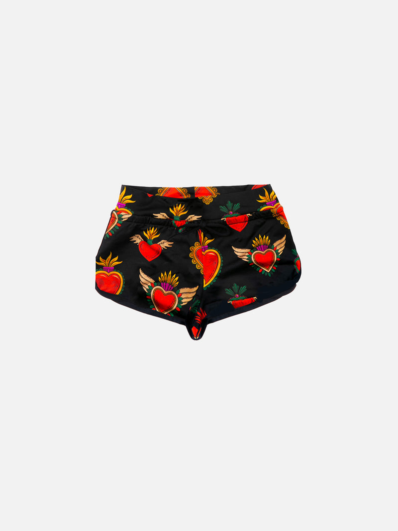 sacred-heart-print-girl-beach-shorts