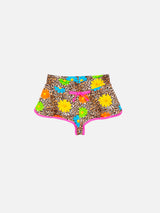 Mädchen-Strandshorts mit Gänseblümchen-Lächeln-Print