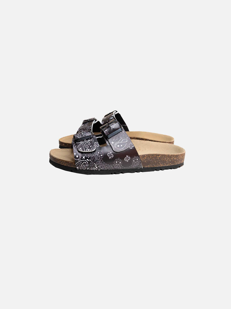 Man black cork sandals