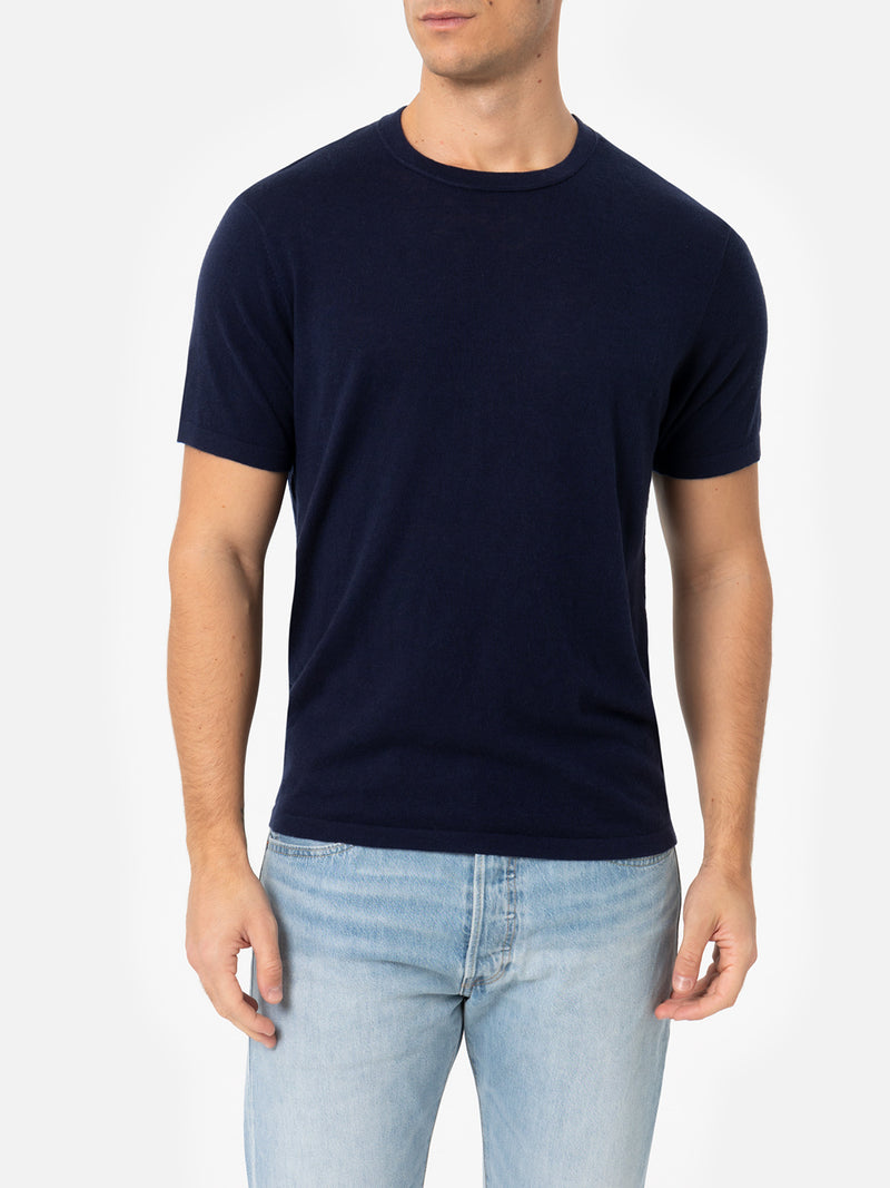 Marineblaues T-Shirt aus Kaschmirmischung für Herren Scott