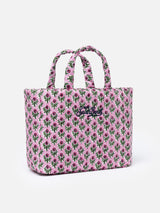 Borsa Soft Tote Mid trapuntata a fiori rosa