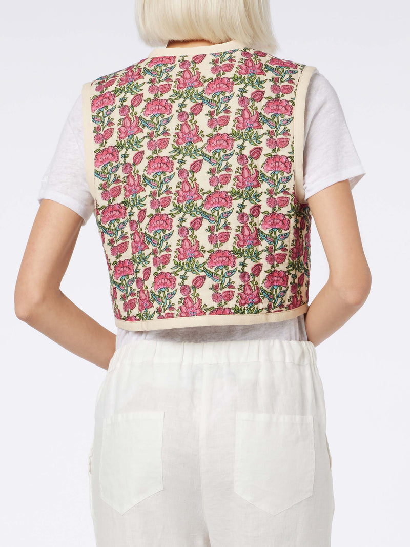 Woman embroidered padded vest