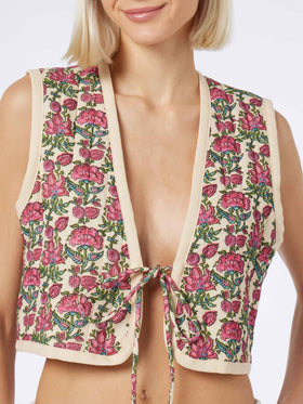 Gilet imbottito da donna ricamato