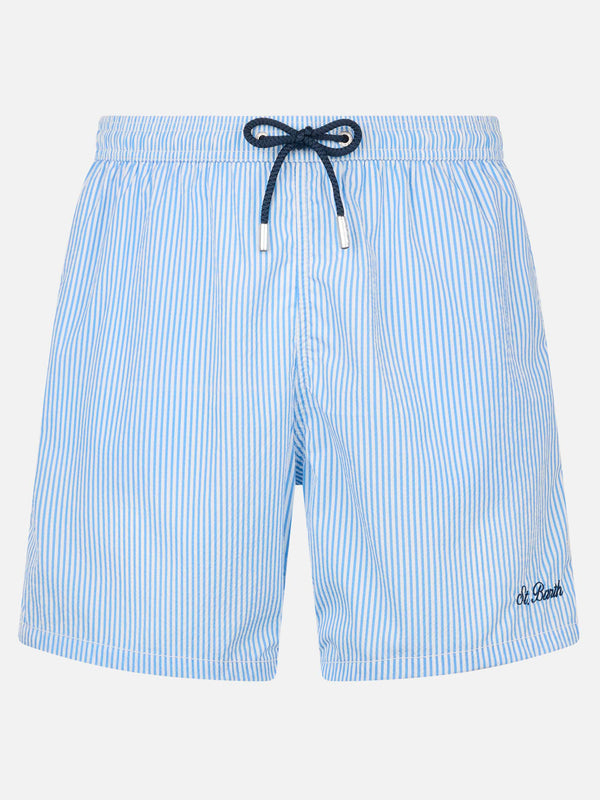 Herren-Badeshorts aus Seersucker mit Streifen Patmos