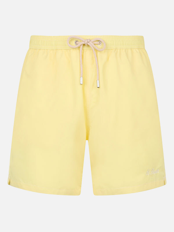 Hellgelbe mittellange Herren-Badeshorts Patmos