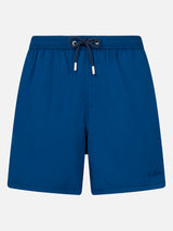 Patmos navy blue seersucker swim shorts