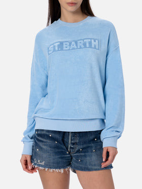 Felpa da donna Stardust di cotone spugna di colore azzurro