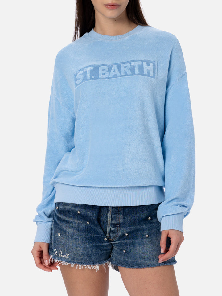 Felpa da donna Stardust di cotone spugna di colore azzurro