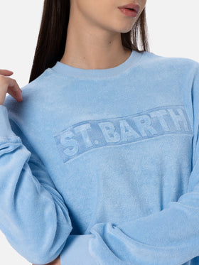 Felpa da donna Stardust di cotone spugna di colore azzurro