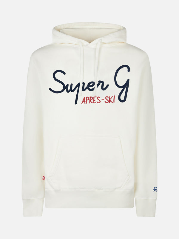 Weißer Kapuzenpullover für Herren mit Super-G-Stickerei | SUPER G SONDEREDITION