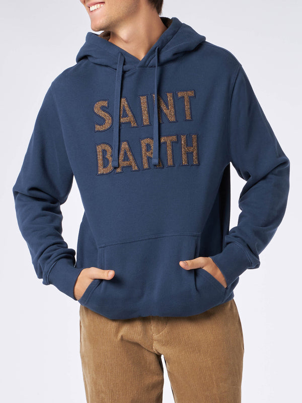 Man blue hoodie with Saint Barth patch