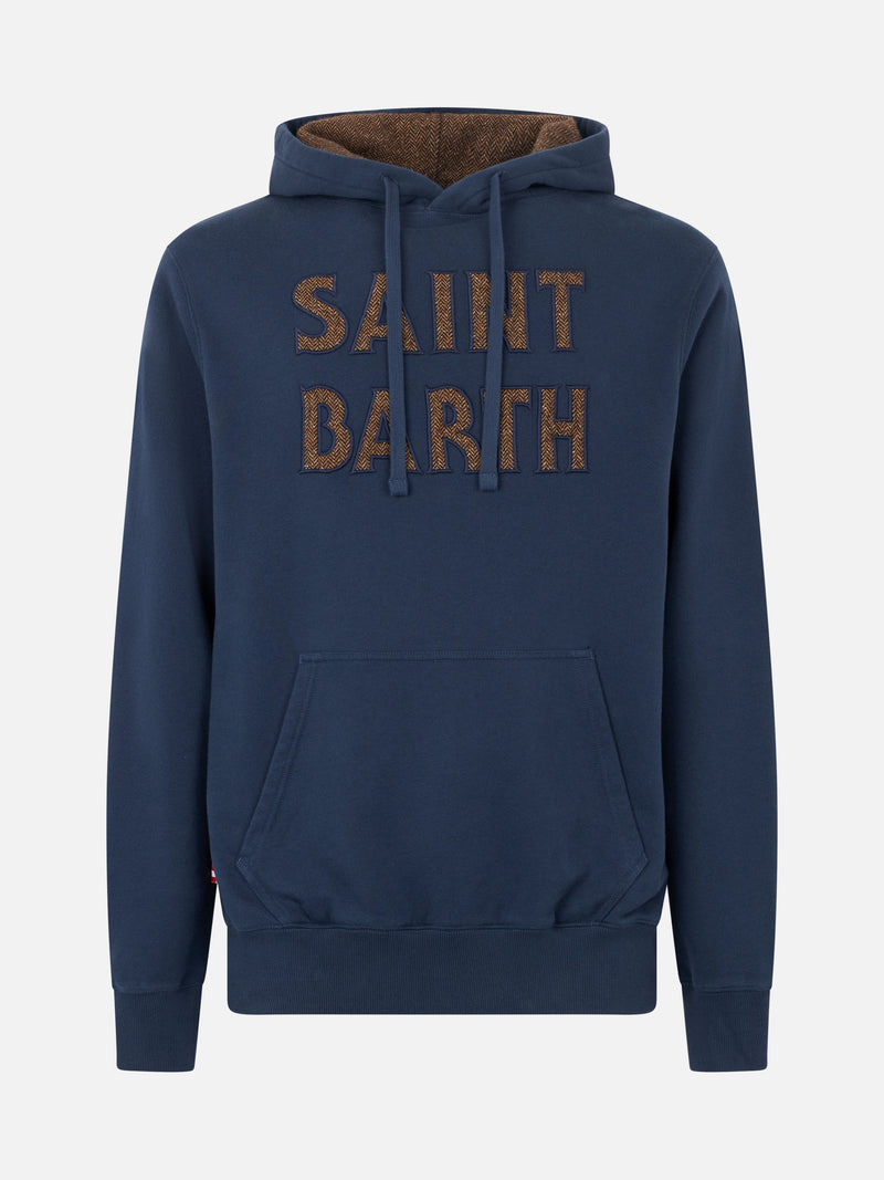 Man blue hoodie with Saint Barth patch