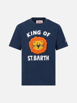 Baumwoll-T-Shirt für Jungen mit Frottee-Aufnäher „King of St. Barth“.