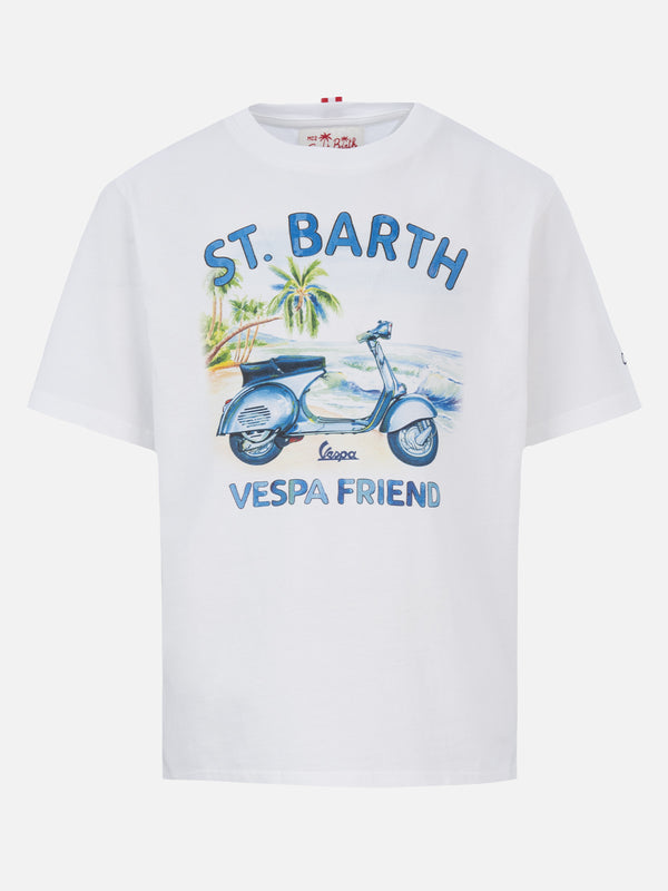 Baumwoll-T-Shirt für Jungen mit St. Barth Vespa Friends-Aufdruck | VESPA SPECIAL EDITION