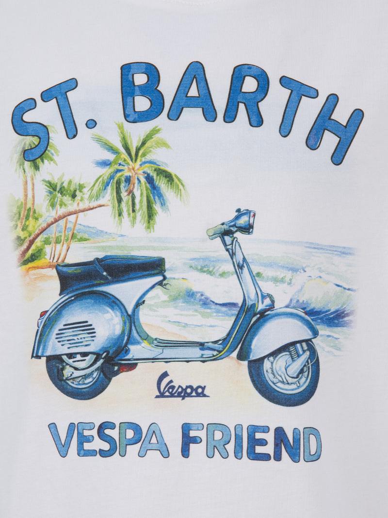 Baumwoll-T-Shirt für Jungen mit St. Barth Vespa Friends-Aufdruck | VESPA SPECIAL EDITION