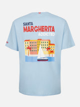 Herren-T-Shirt aus Baumwolle mit platziertem Santa Margherita Addicted-Postkartendruck