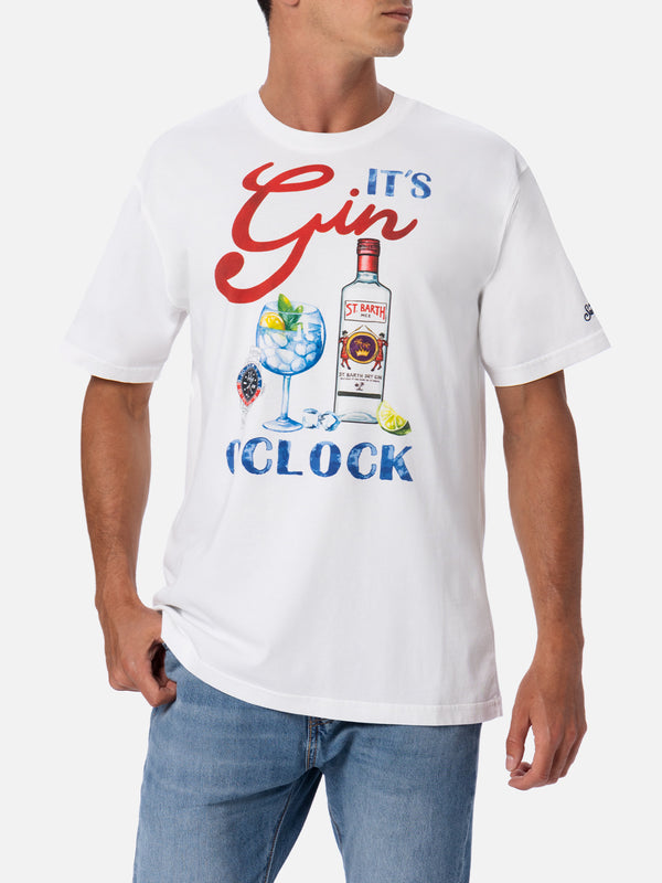 T-shirt da uomo in cotone con stampa piazzata It's Gin o'clock