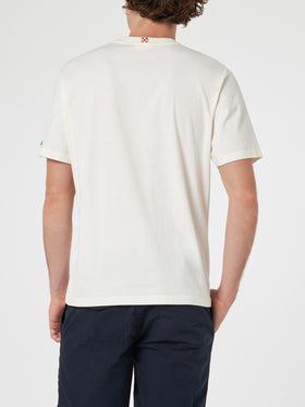 Man cotton t-shirt with Happy Hour placed print - MC2 Saint Barth