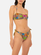 Bikini da donna a fascia con stampa farfalle