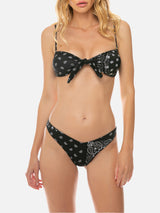 Black bandana print bandeau bikini