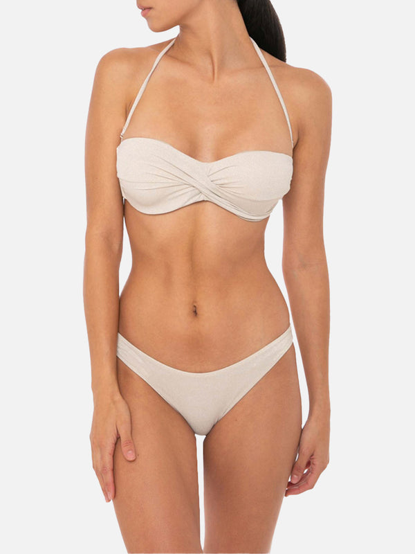 Bikini a fascia color oro