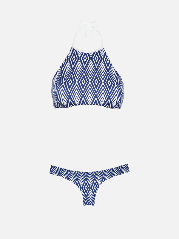 Bikini con top all'americana stampa optical