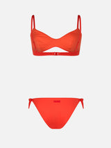 Bikini a bralette arancione con scollo a V da donna May Yali