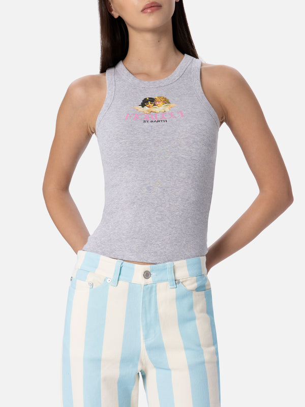 Tanktop aus Baumwolle im Rippenmuster für Damen | FIORUCCI SPECIAL EDITION