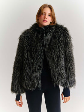 Artika Jacke aus Faux Fur mit Silver-Fox-Effekt 